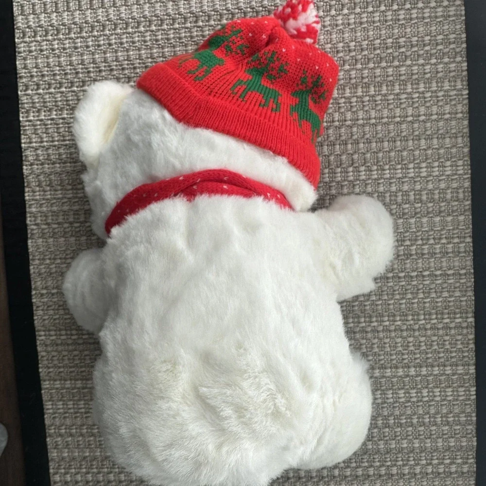 Kmart Dan Dee 1987 Christmas White Teddy Bear Plush Stuffed Vintage